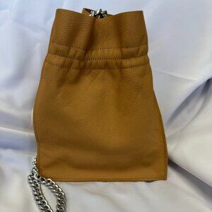 Falor Tan Bucket Bag with Silver Chain